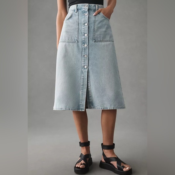 Citizens of Humanity Anouk Denim Midi Skirt in Orbit Light Wash 28 - Picture 1 of 7